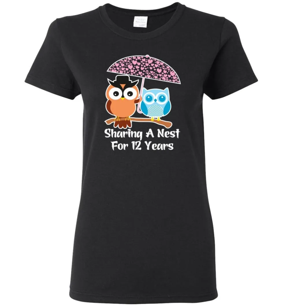 12 Years Wedding Anniversary Gifts Valentine's Day Women Tee