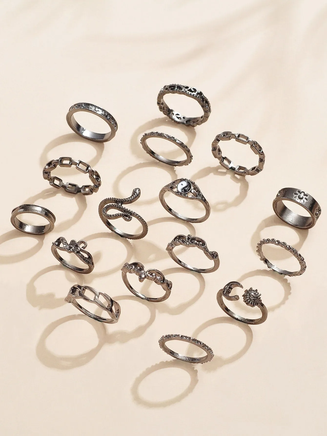 16pcs Simple Ring