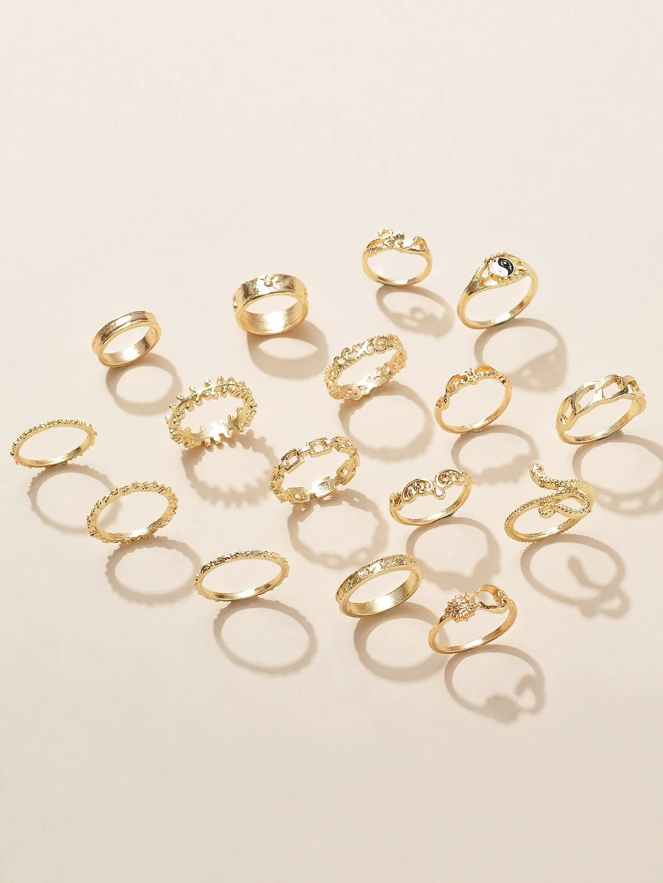 16pcs Simple Ring