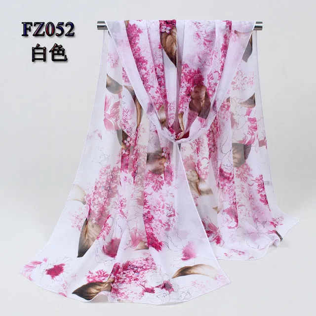 2018 New Women Chiffon Silk Scarfs Fashion Spring Square polyester Scarves Print flowers Shawl Summer Shawls And Hijabs 052