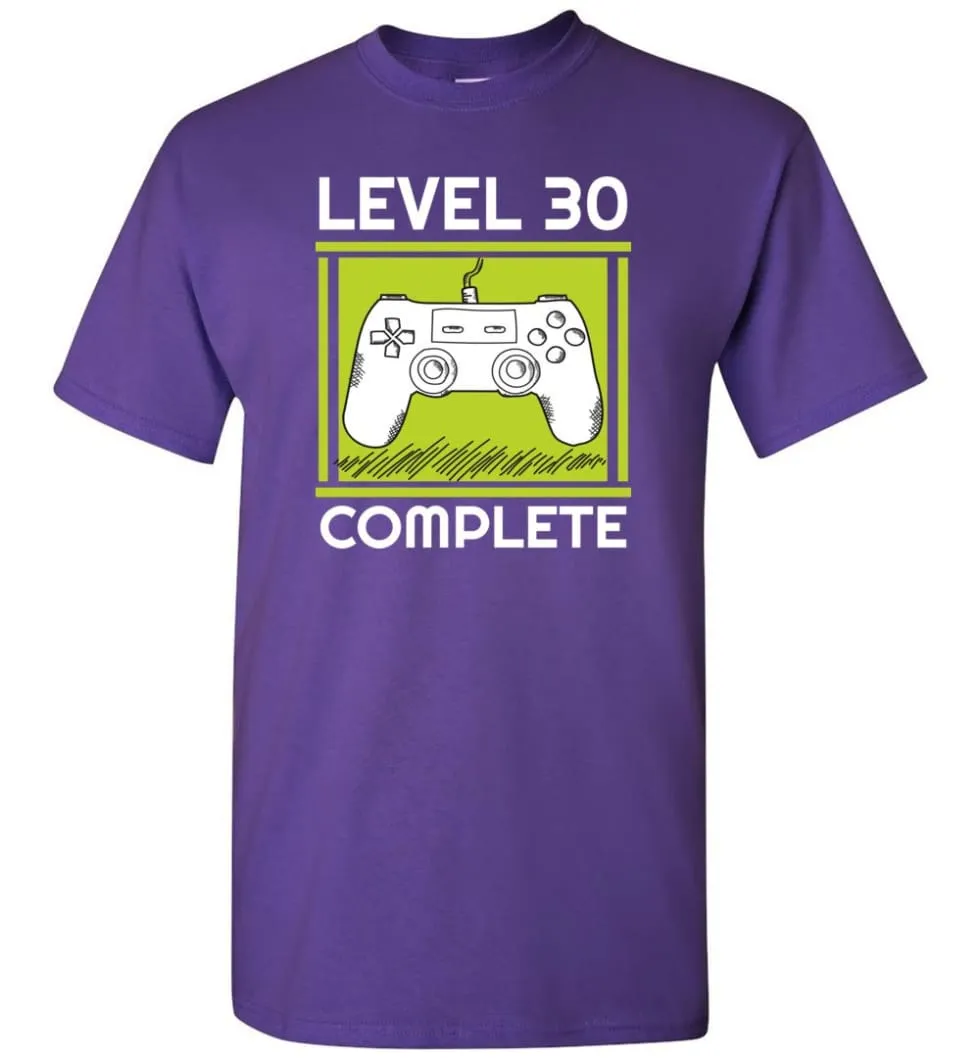 30th Birthday Gift for Gamer Video Games Level 30 Complete T-shirt