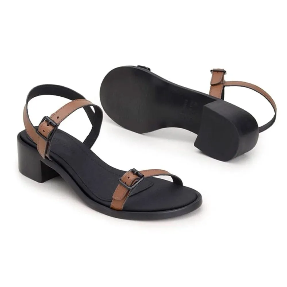 Ahimsa Lucia Vegan Heeled Sandals - Brown