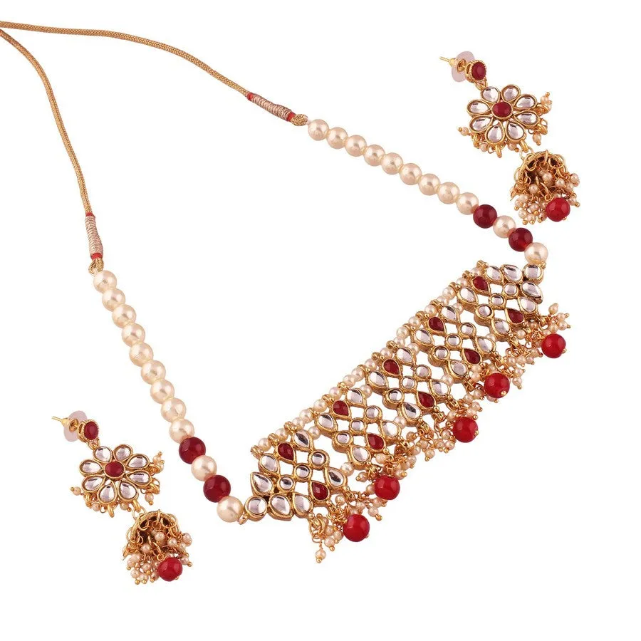 Alloy Necklace Set in Red