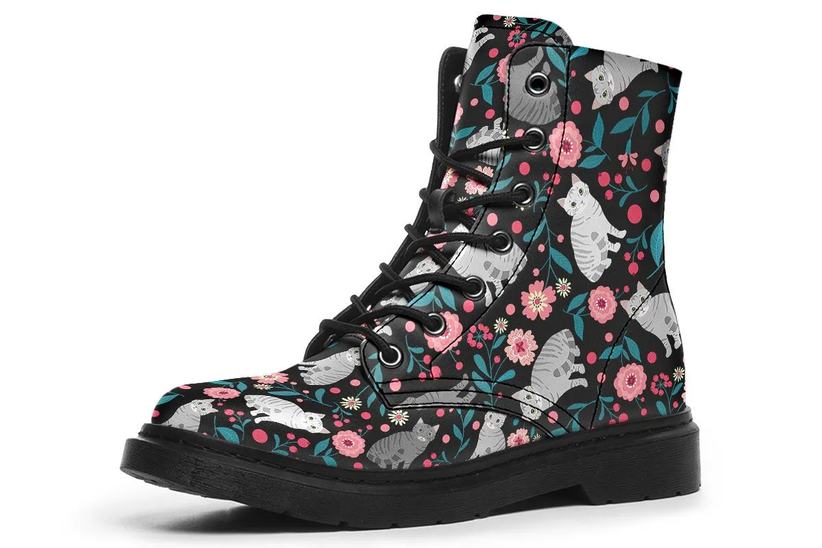 American Short hair Cat Flower Boots