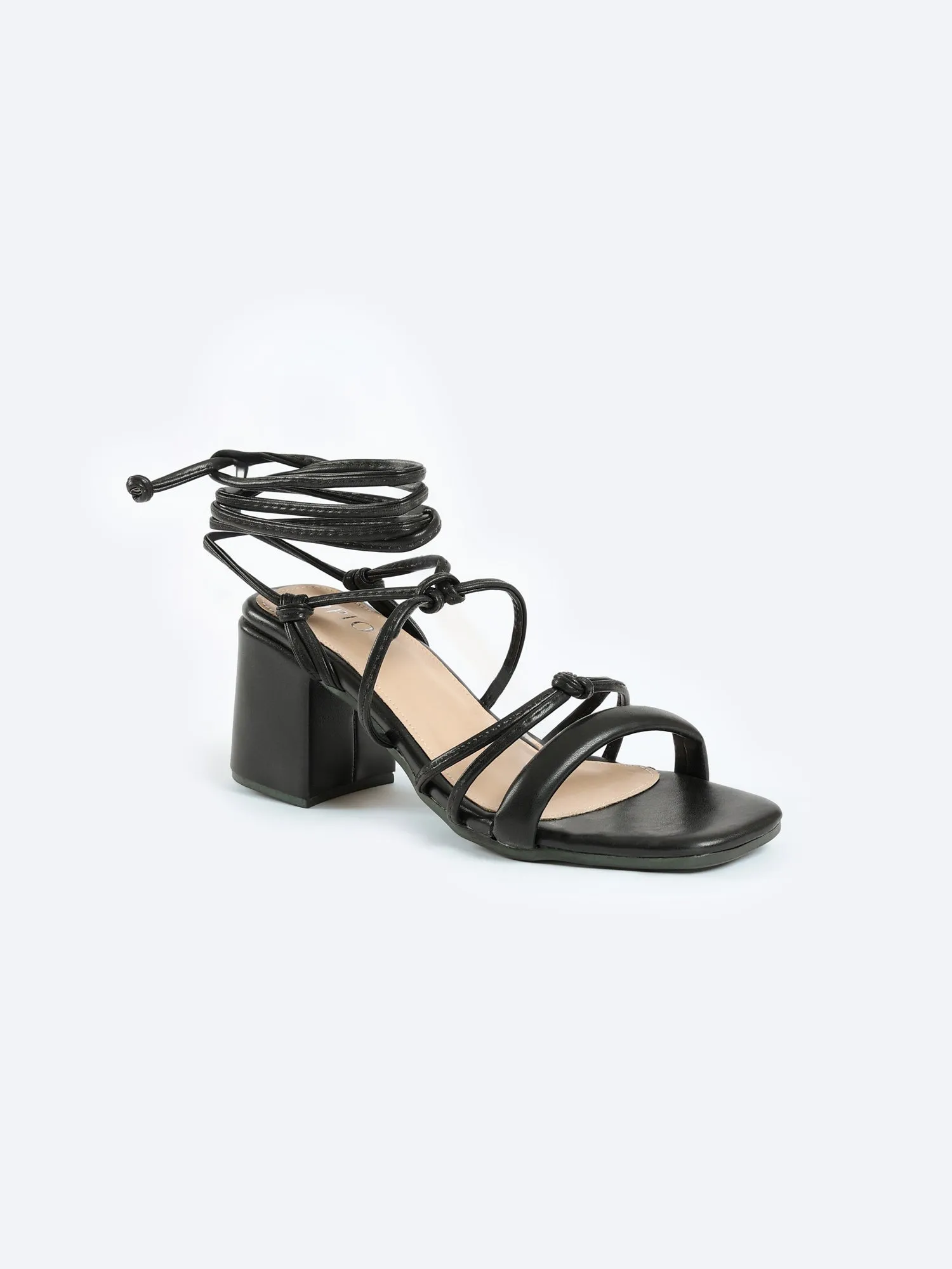 AURORA HEELED SANDALS - BLACK