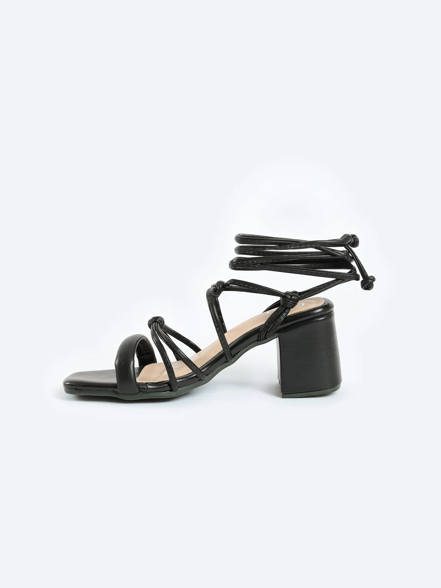 AURORA HEELED SANDALS - BLACK