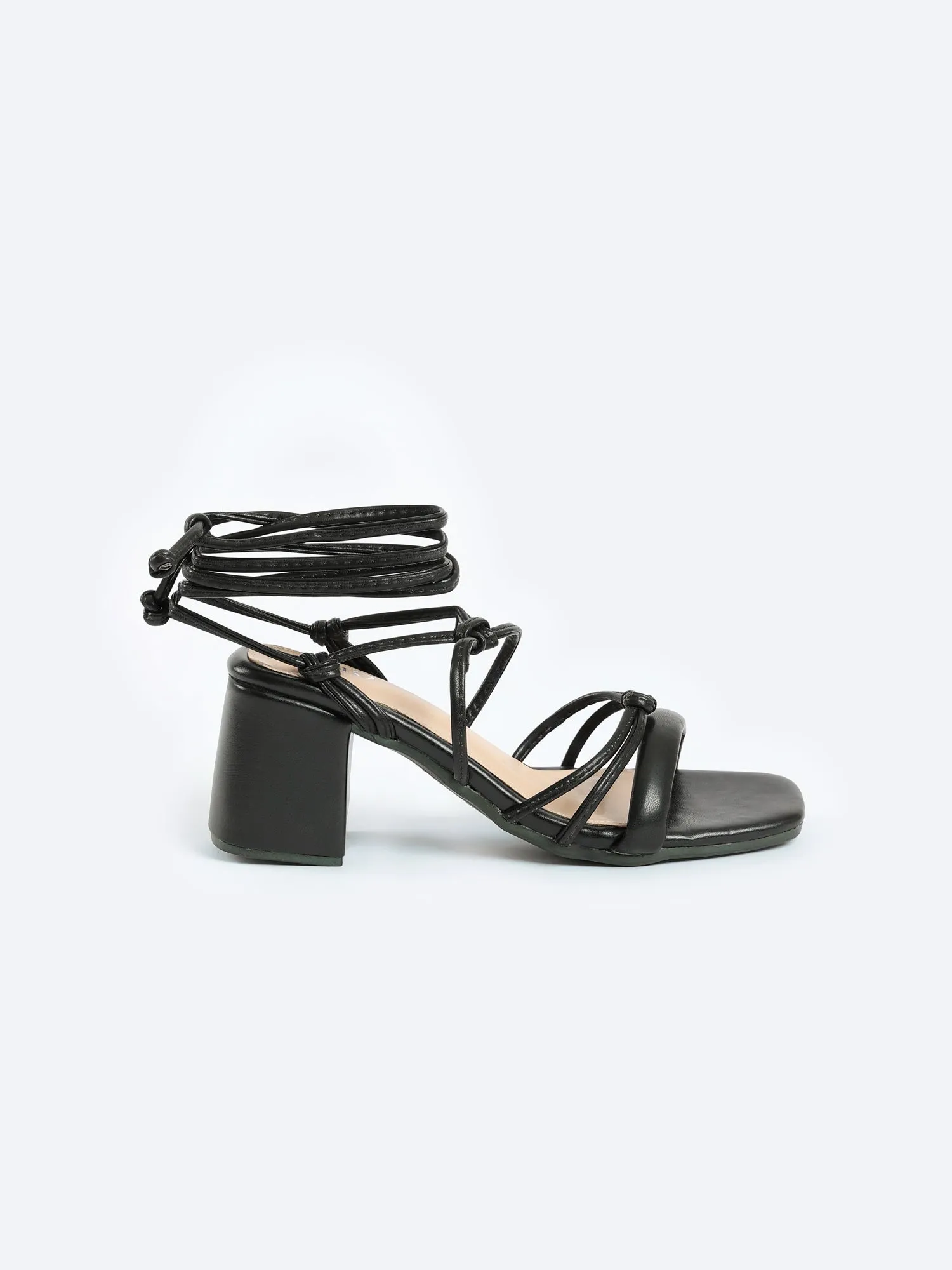 AURORA HEELED SANDALS - BLACK