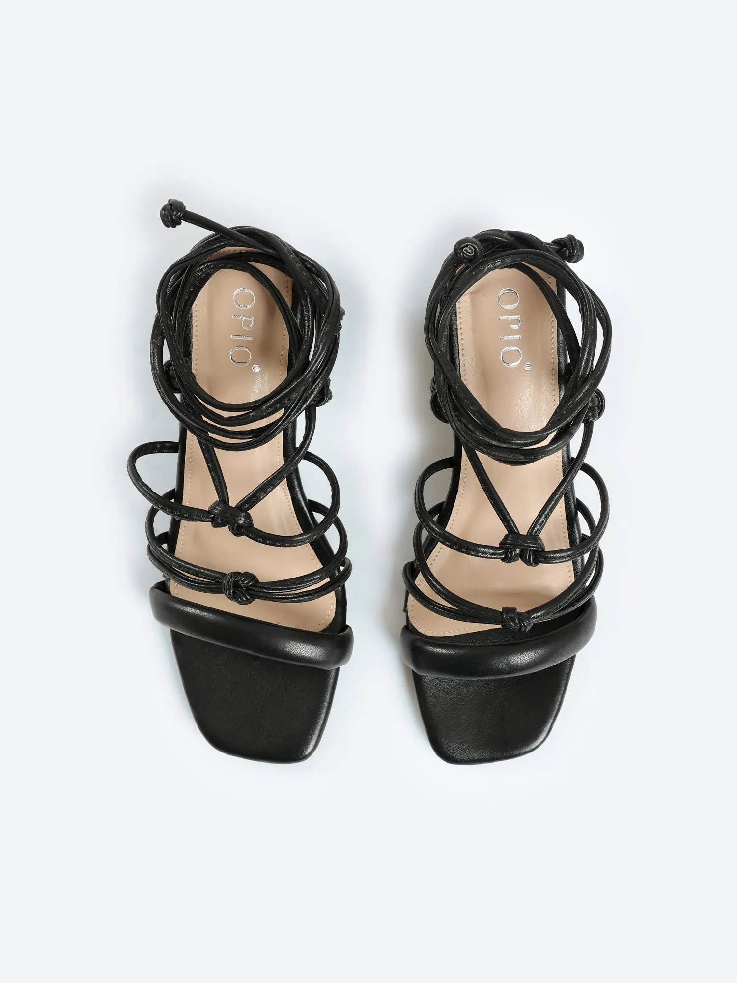 AURORA HEELED SANDALS - BLACK