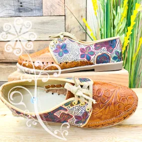 Aztec Birds Design - Loafers Artisan Leather Women Shoes