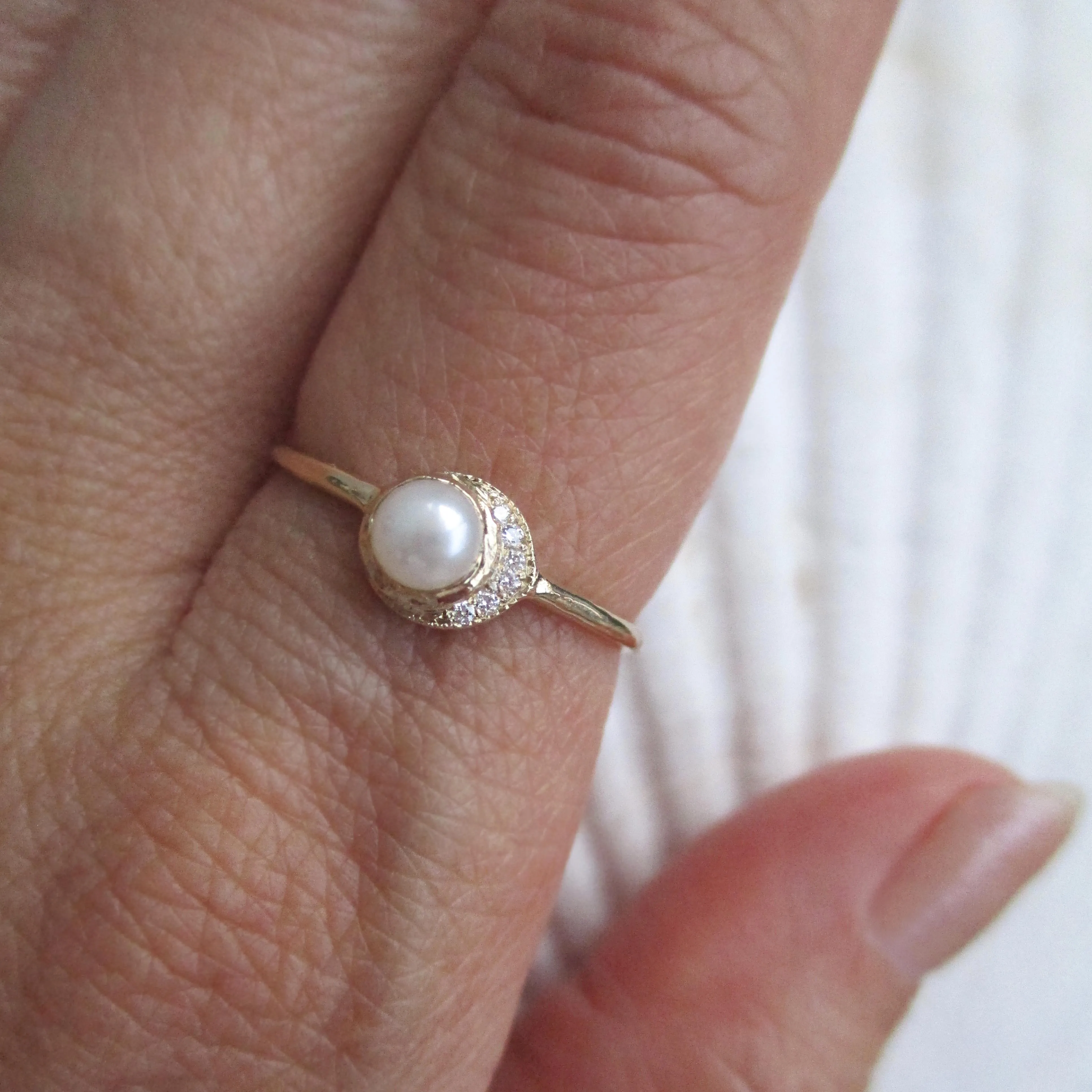 Baby Moon Pearl Ring