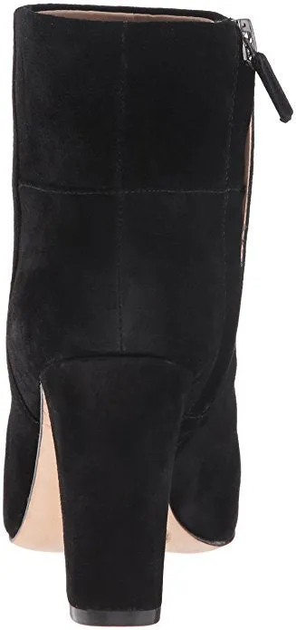 BCBG Blyss Black Suede Thick Heel Chic Block Heeled Rounded Toe Ankle Booties