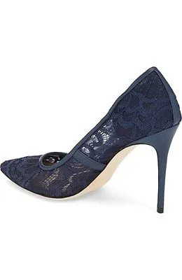 BCBG MAXAZRIA Orien Navy Lace Pointed Toe High Heel Single Sole Stiletto Pumps