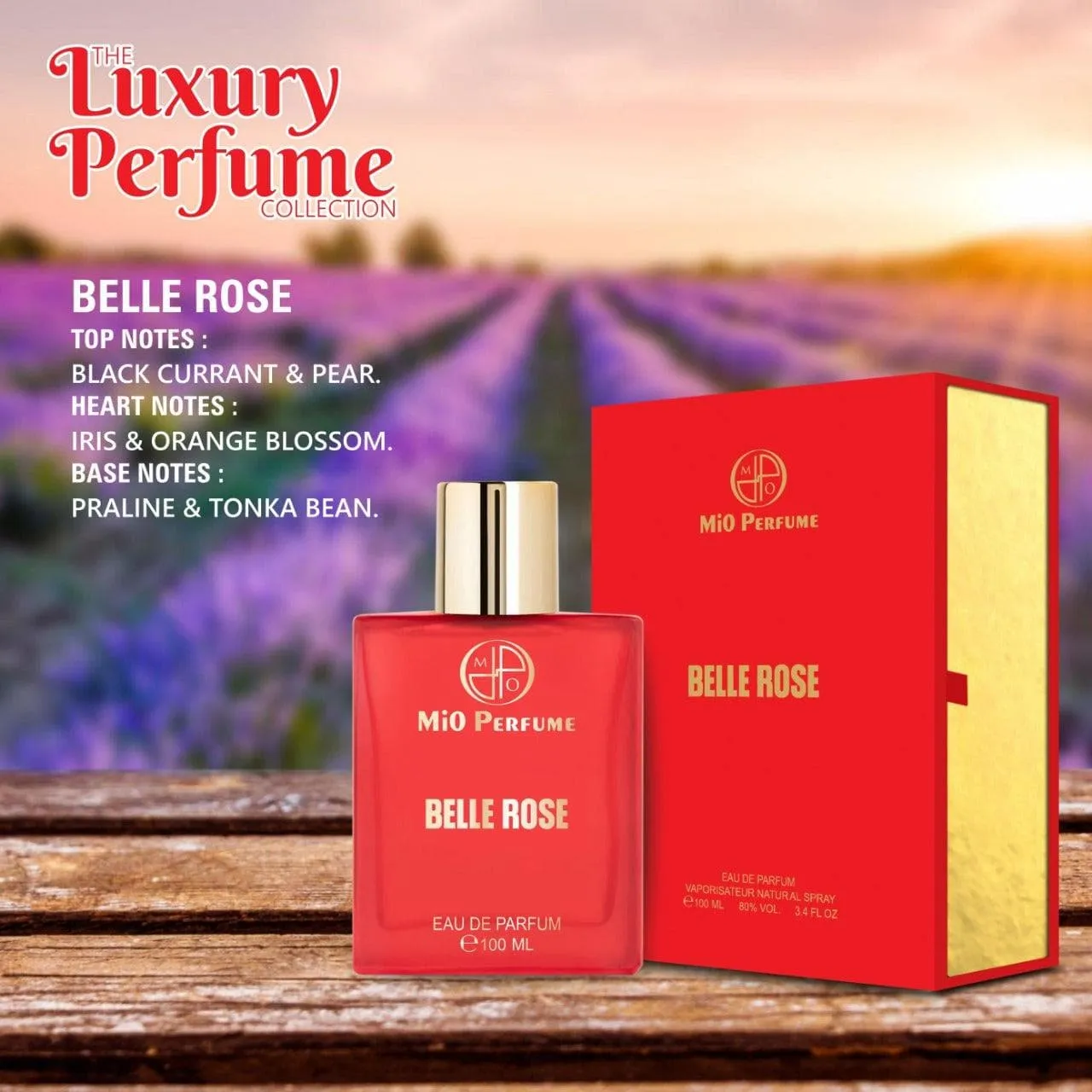 Belle Rose Unisex Eau de Parfum for Men & Women Fruity, Floral, Fresh, Longlasting - 100 ml MIO PERFUME