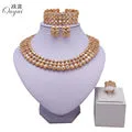 Big African jewelry set Gold-color Necklace Sets Fashion Wedding Bridal Set