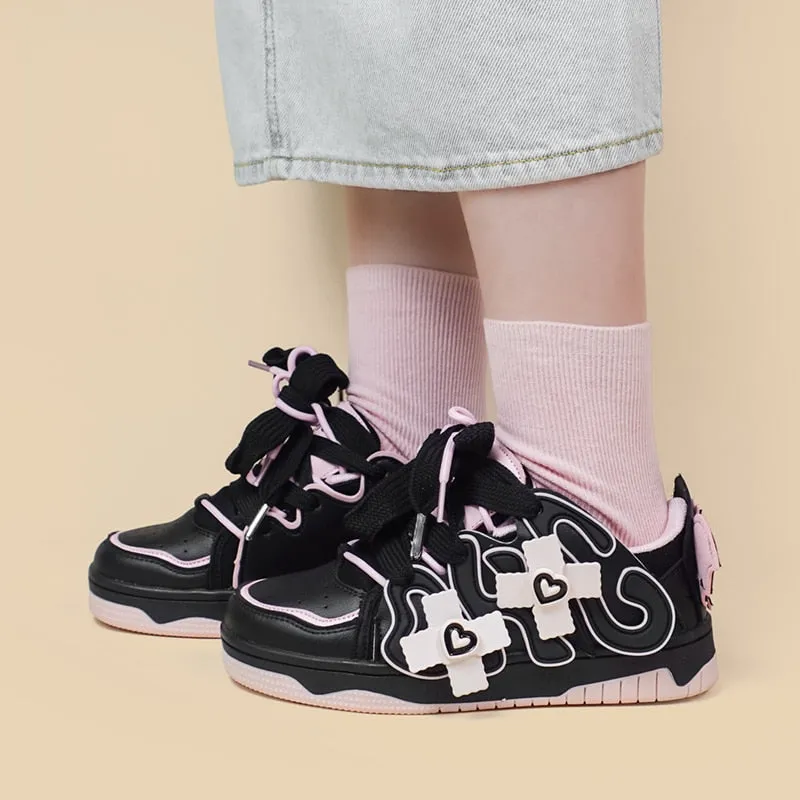 Black & Pink Pastel Goth Sneakers