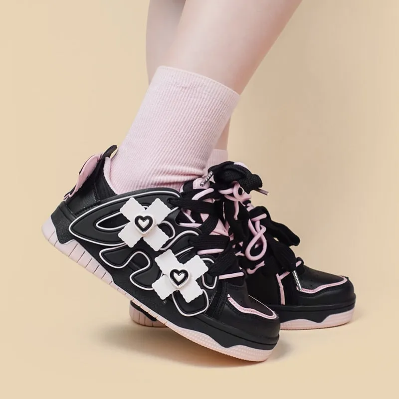 Black & Pink Pastel Goth Sneakers