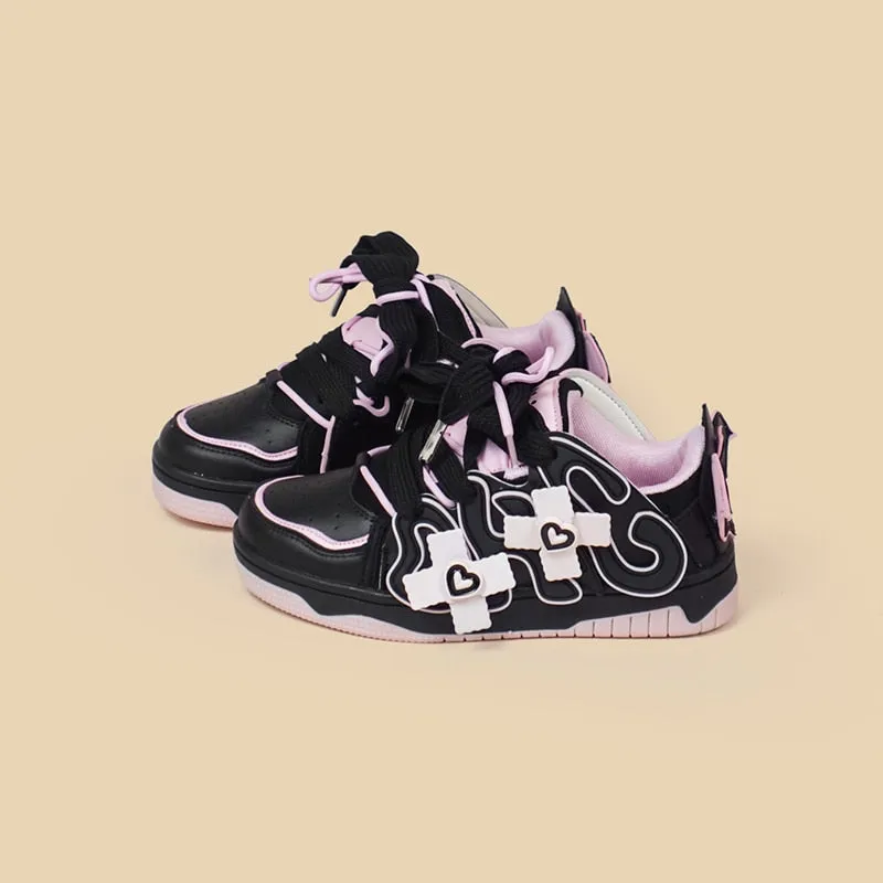 Black & Pink Pastel Goth Sneakers