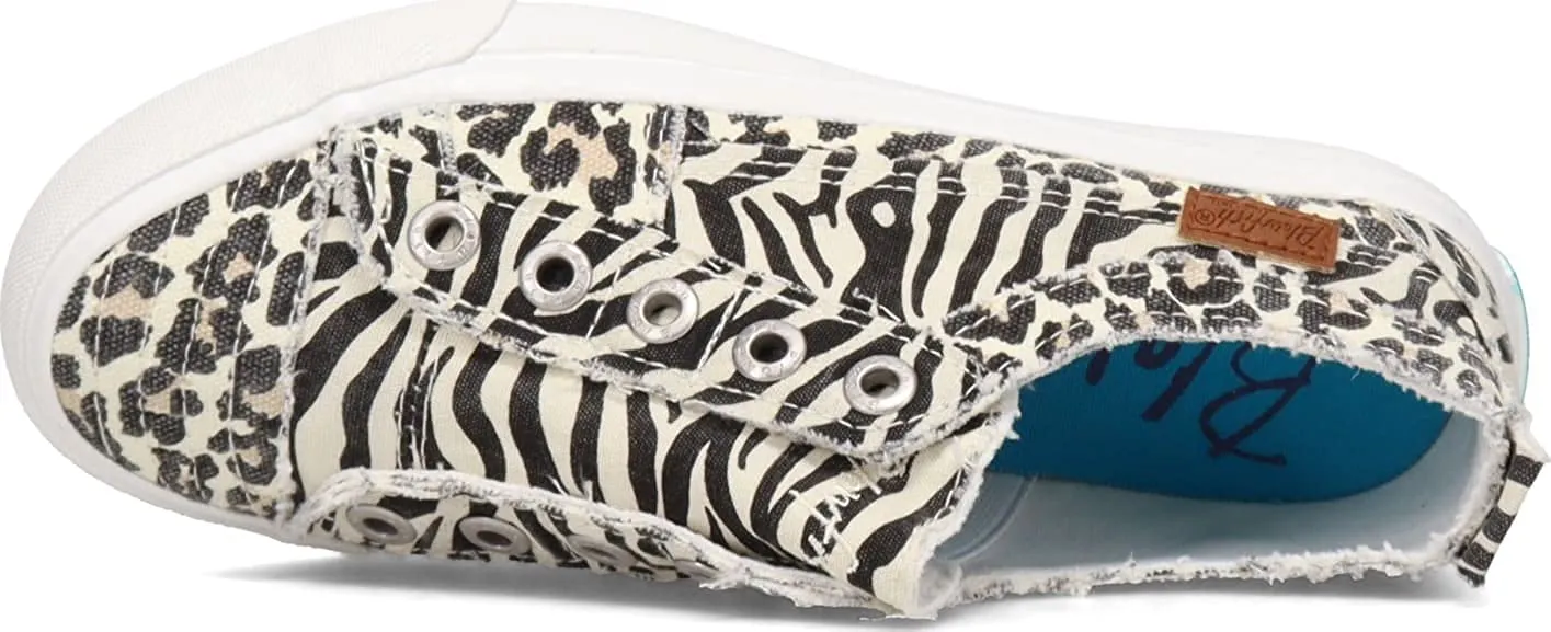 Blowfish Malibu Play Cream City Kitty Canvas/Zebra Slip On Fashion Sneakers