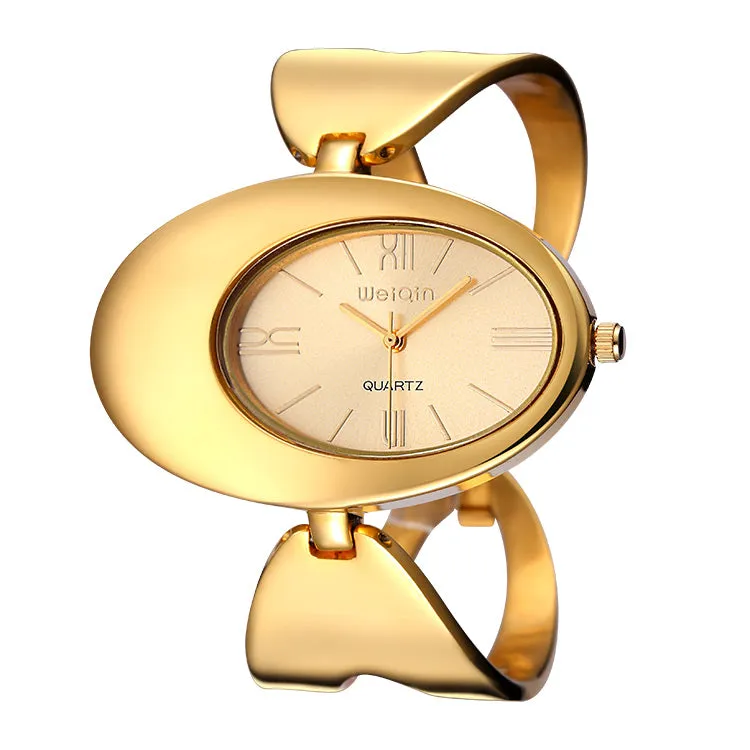 Brand Unique Oval Dial Gold Watches New Arrival Magic Full Steel