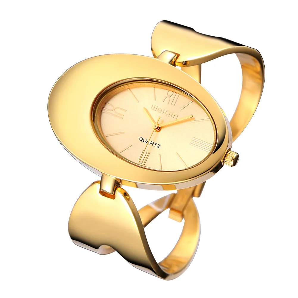 Brand Unique Oval Dial Gold Watches New Arrival Magic Full Steel