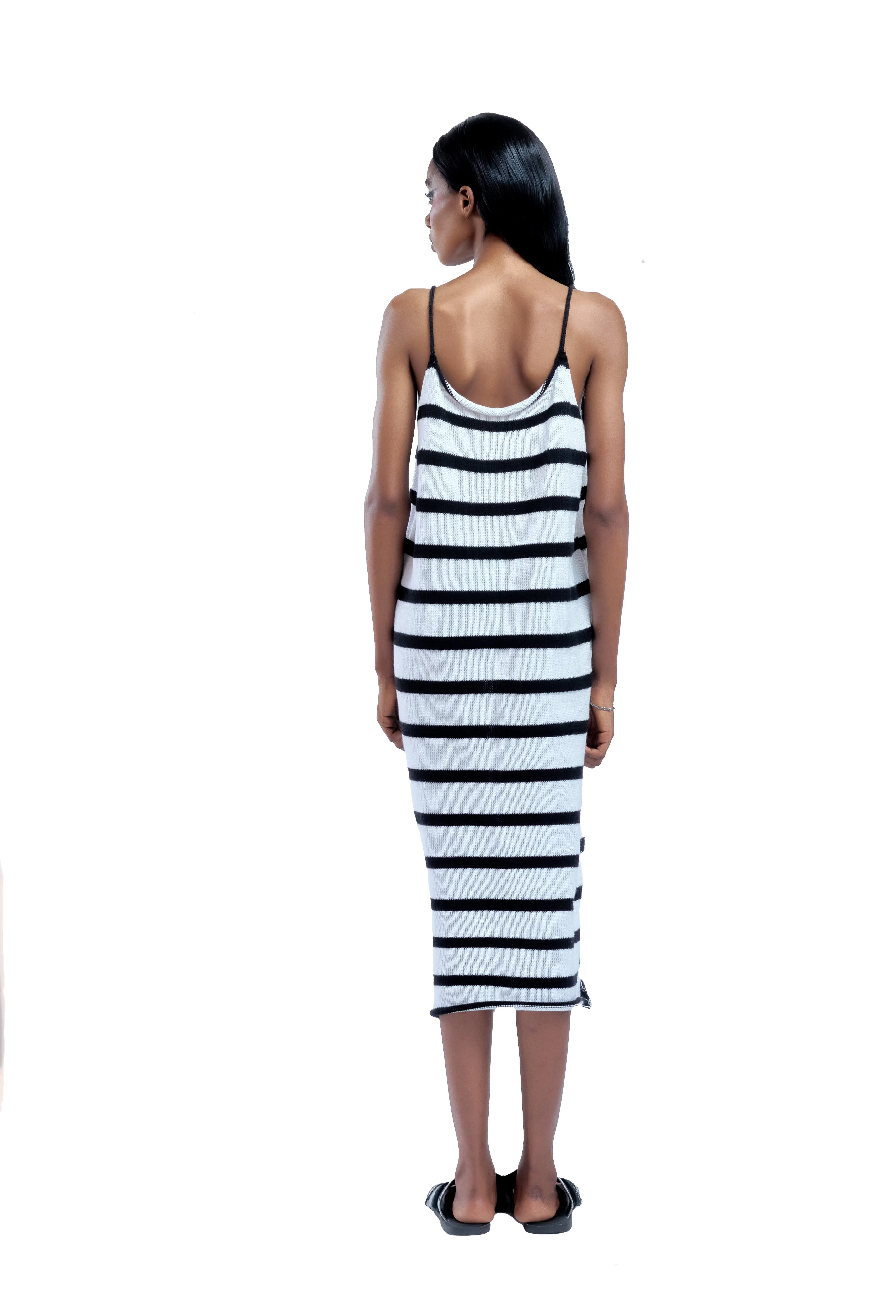 Briefs Black/White Spaghetti Strap Cotton Slip Dress