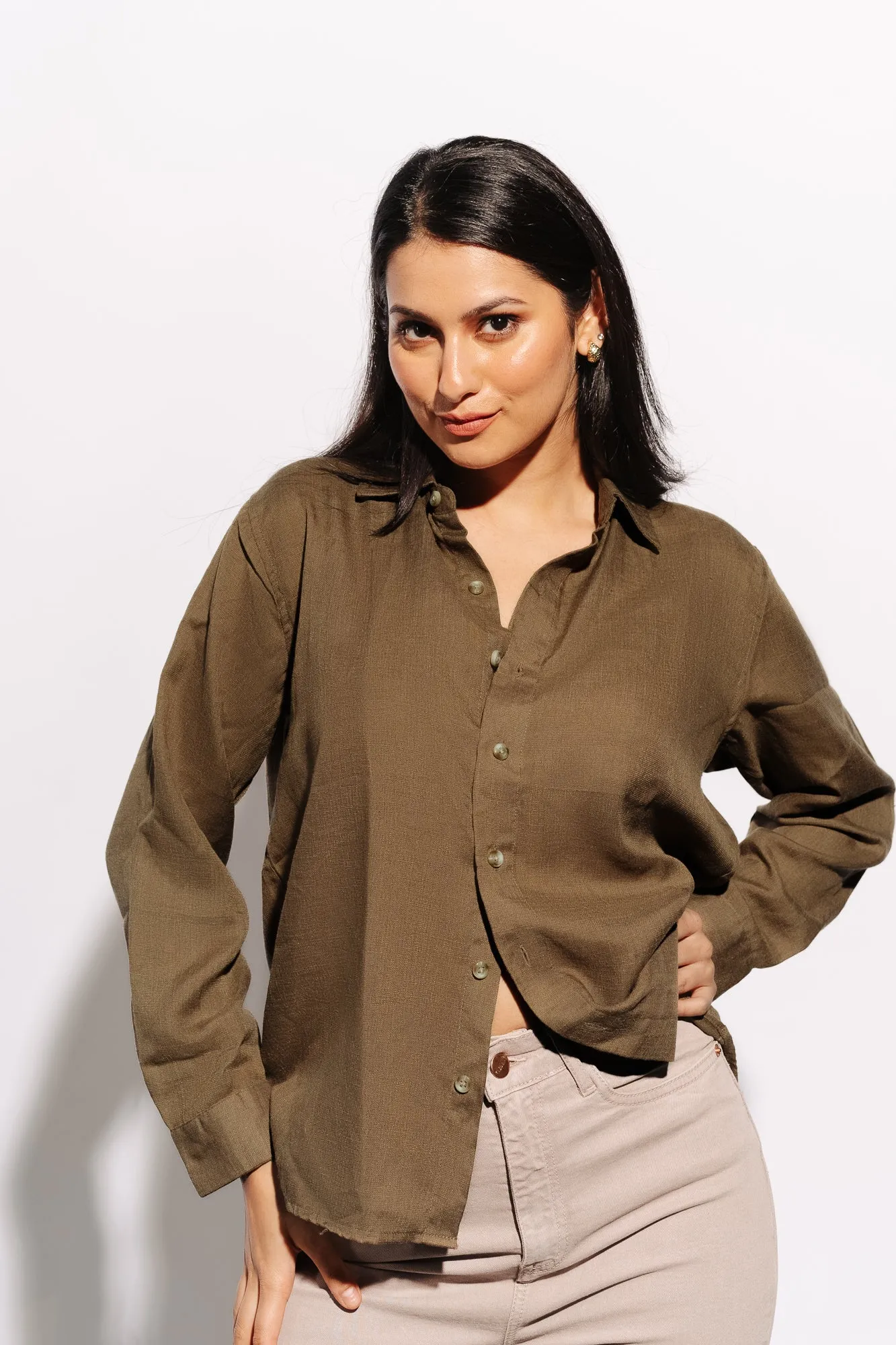 Burnt Brown Linen Shirt