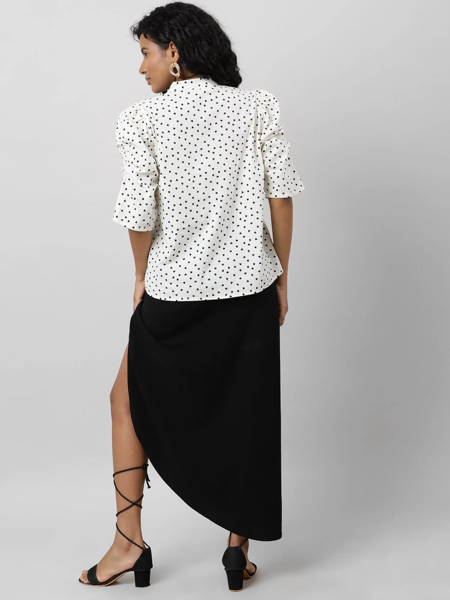 Casual Polka Dot Cream Shirt