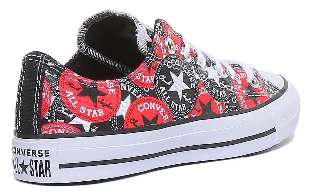 Converse 166986C CT All Star Logo All Over Trainer In Red For Women