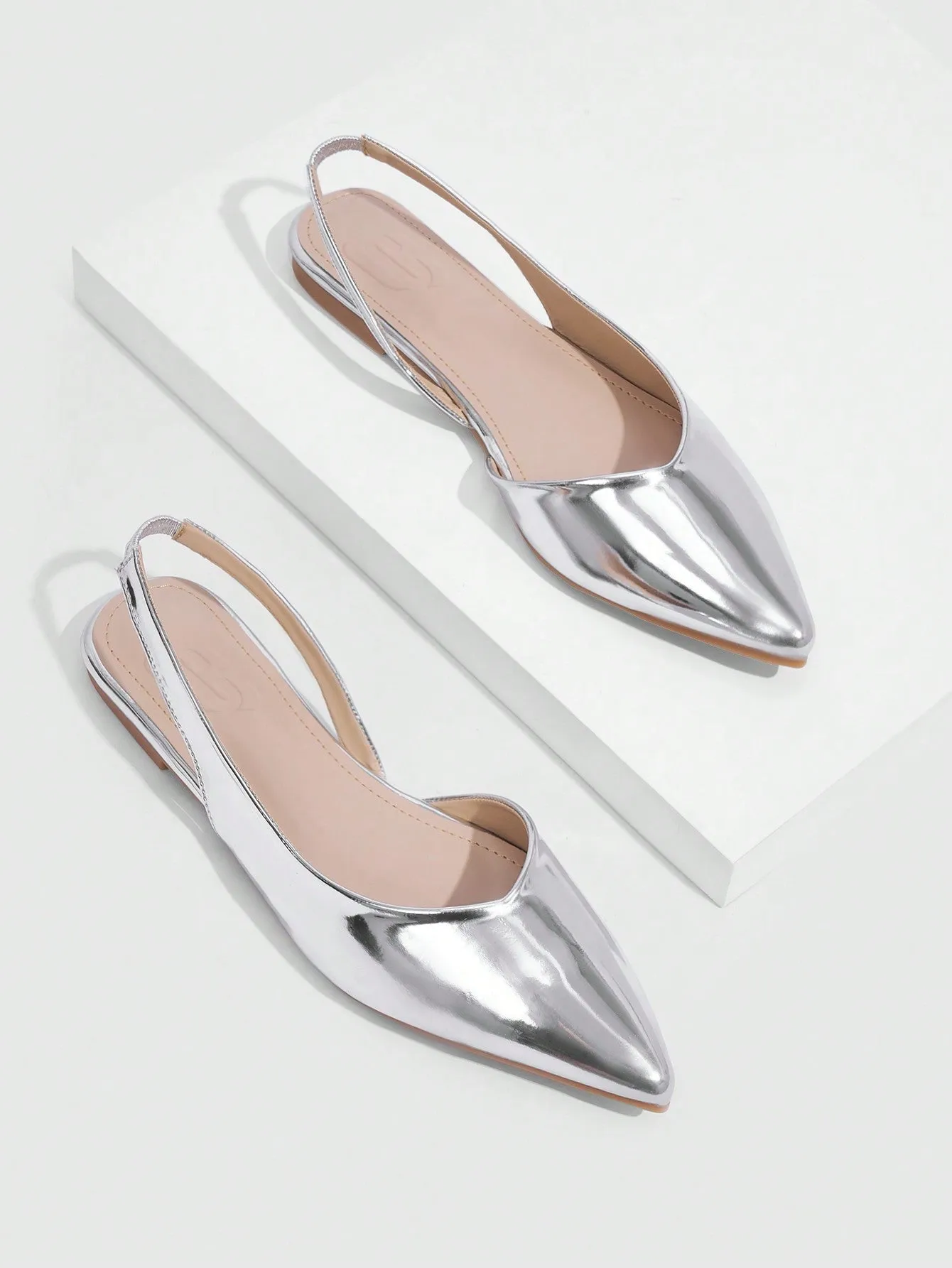 CUCCOO BIZCHIC Women Shoes Fashionable Silver Pointed Toe Flat Shoes