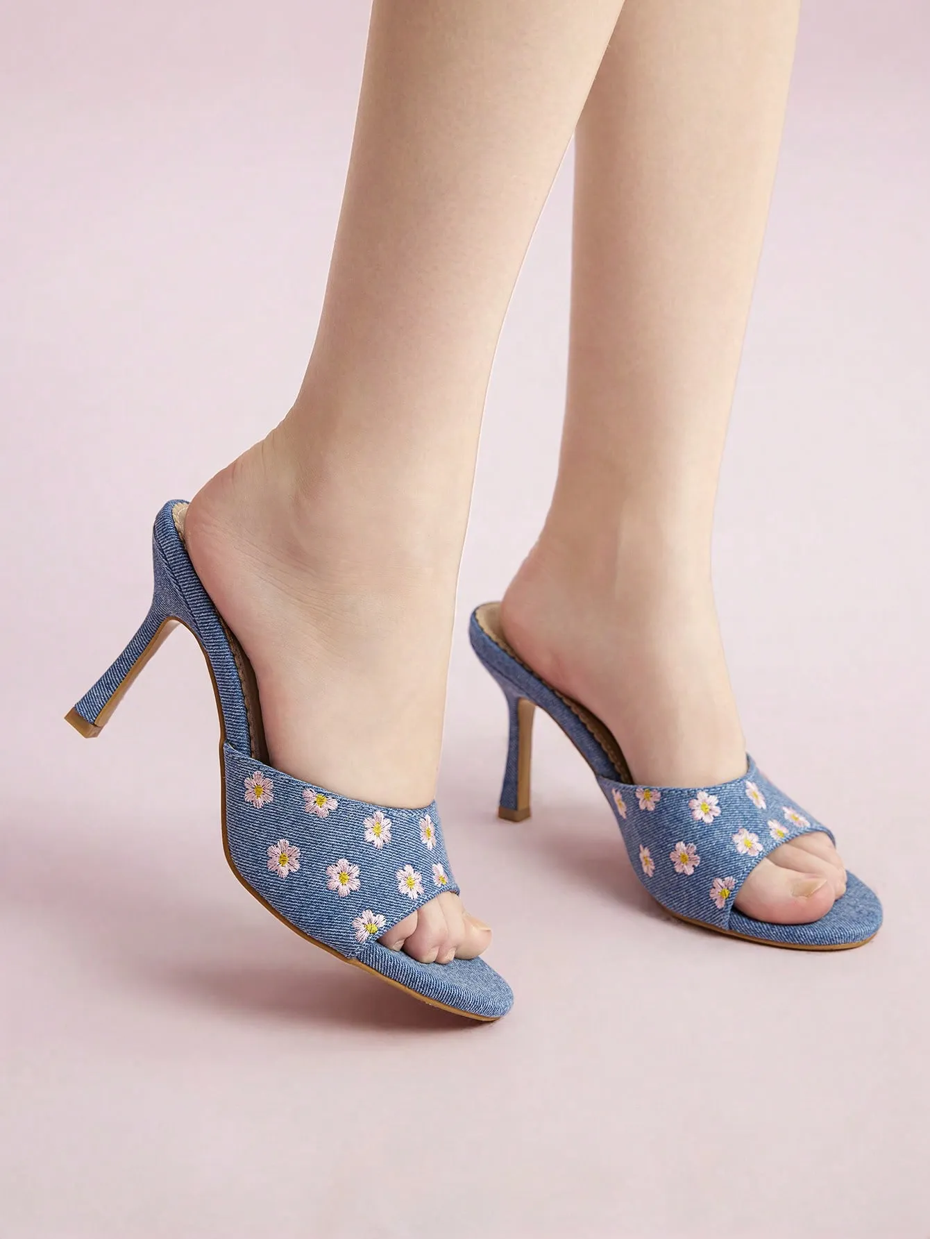 CUCCOO DOLLMOD Women\ Lightweight, Fashionable, High-Heeled Sandals With Floral Pattern