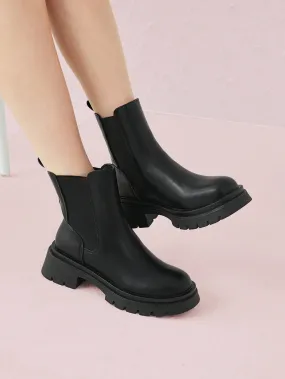 CUCCOO DOLLMOD Women Minimalist Thick Sole Fashion Versatile Chelsea Fashion Outdoor Black Boots Vacation Shoes Summer Sale