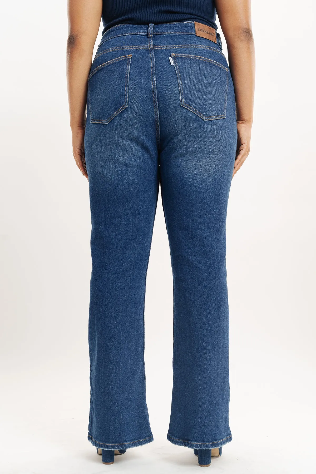 Curve Blue Tinted Bootcut Jeans