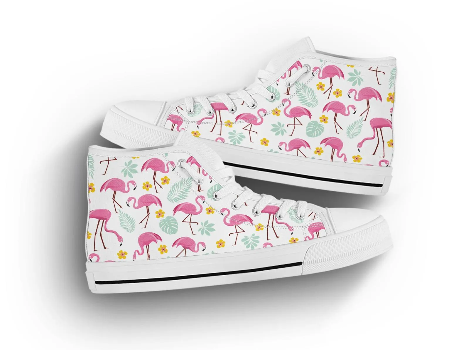 Cute Flamingo Shoes Flamingo Sneakers Cute Shoes Flamingo Lover Gifts Custom High Top Converse Style Sneakers For Adults Women & Men