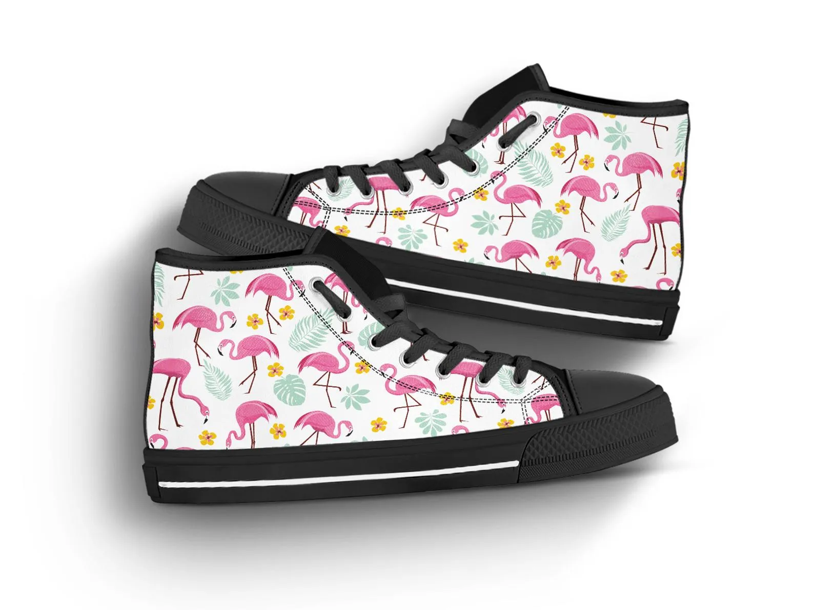 Cute Flamingo Shoes Flamingo Sneakers Cute Shoes Flamingo Lover Gifts Custom High Top Converse Style Sneakers For Adults Women & Men