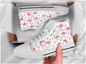 Cute Flamingo Shoes Flamingo Sneakers Cute Shoes Flamingo Lover Gifts Custom High Top Converse Style Sneakers For Adults Women & Men