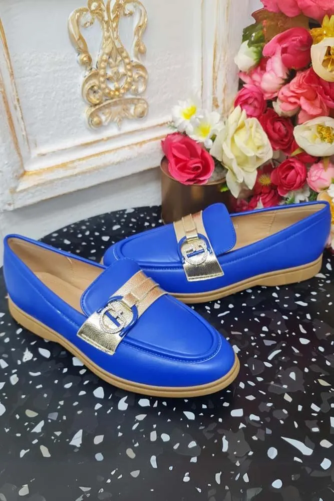 Diamante Buckle Round Toe Loafers