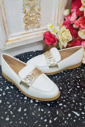 Diamante Buckle Round Toe Loafers