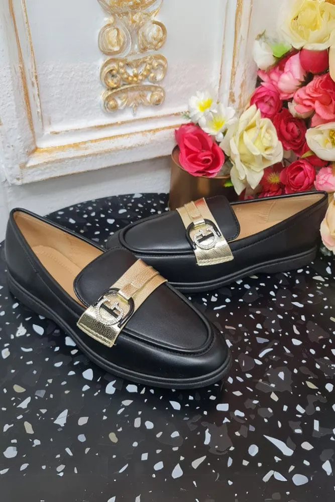 Diamante Buckle Round Toe Loafers