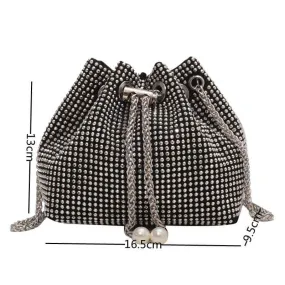 Diamond Decor Draw String Bucket Bag