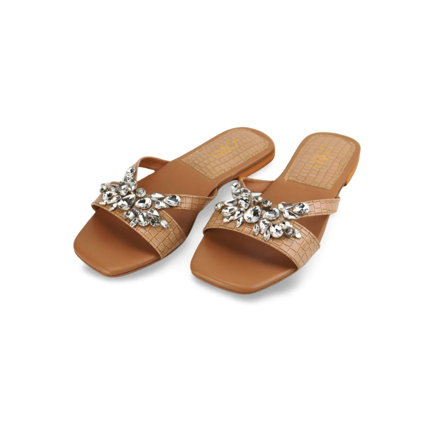 Diamond Strappy Flat Sandals for Ladies -1007