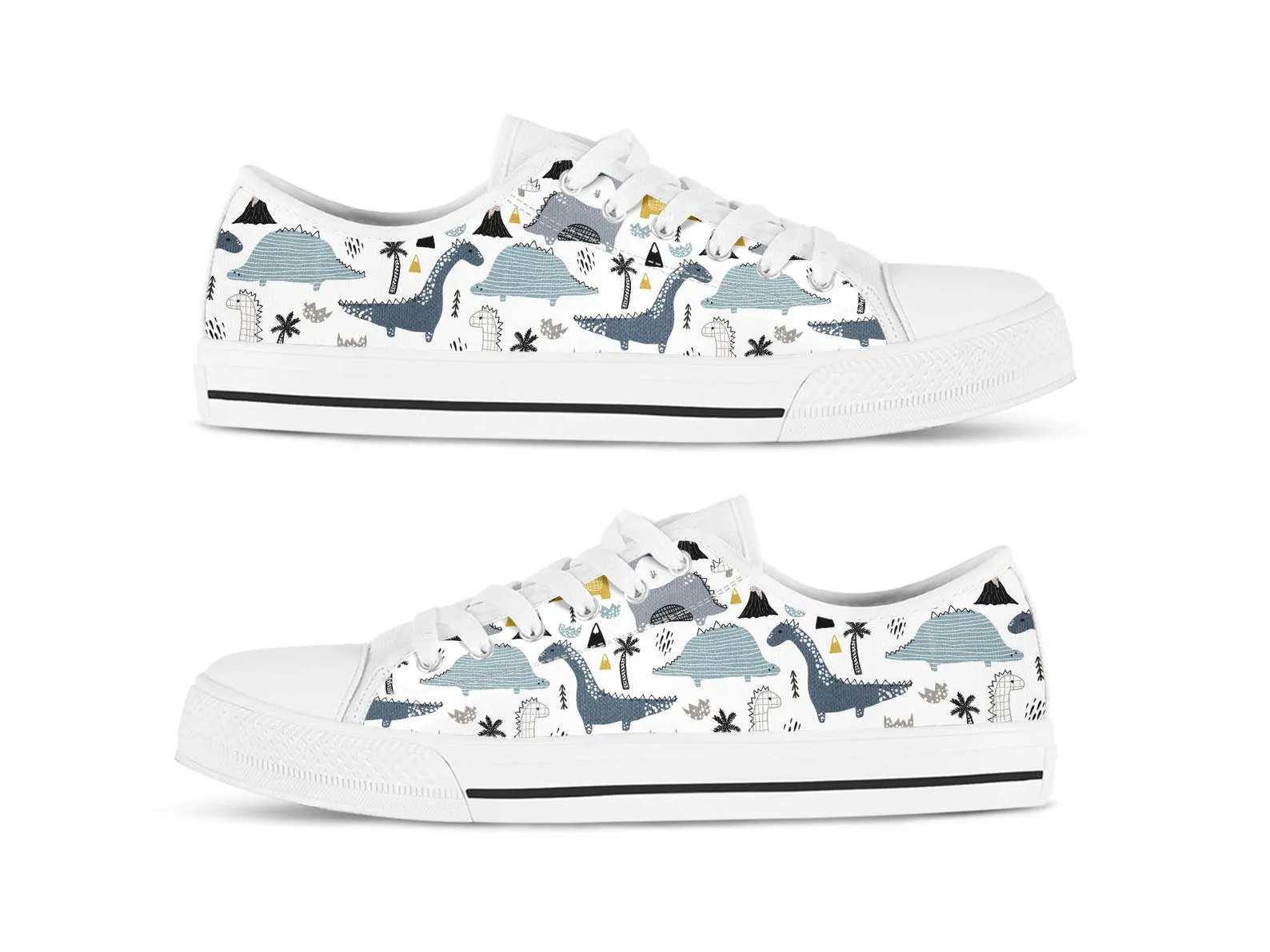 Dinosaur Print Shoes Dinosaur Sneakers Dinosaur Pattern Dinosaur Lover Gifts Custom Low Top Converse Style Sneakers For Adults Women & Men