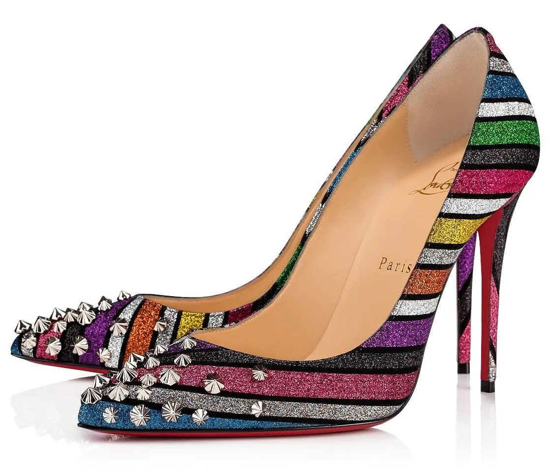 'Drama' 100 Pump Suede Stripy Glitter