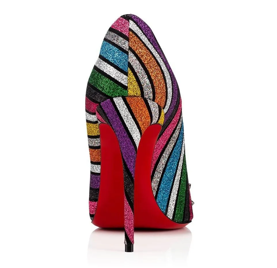 'Drama' 100 Pump Suede Stripy Glitter