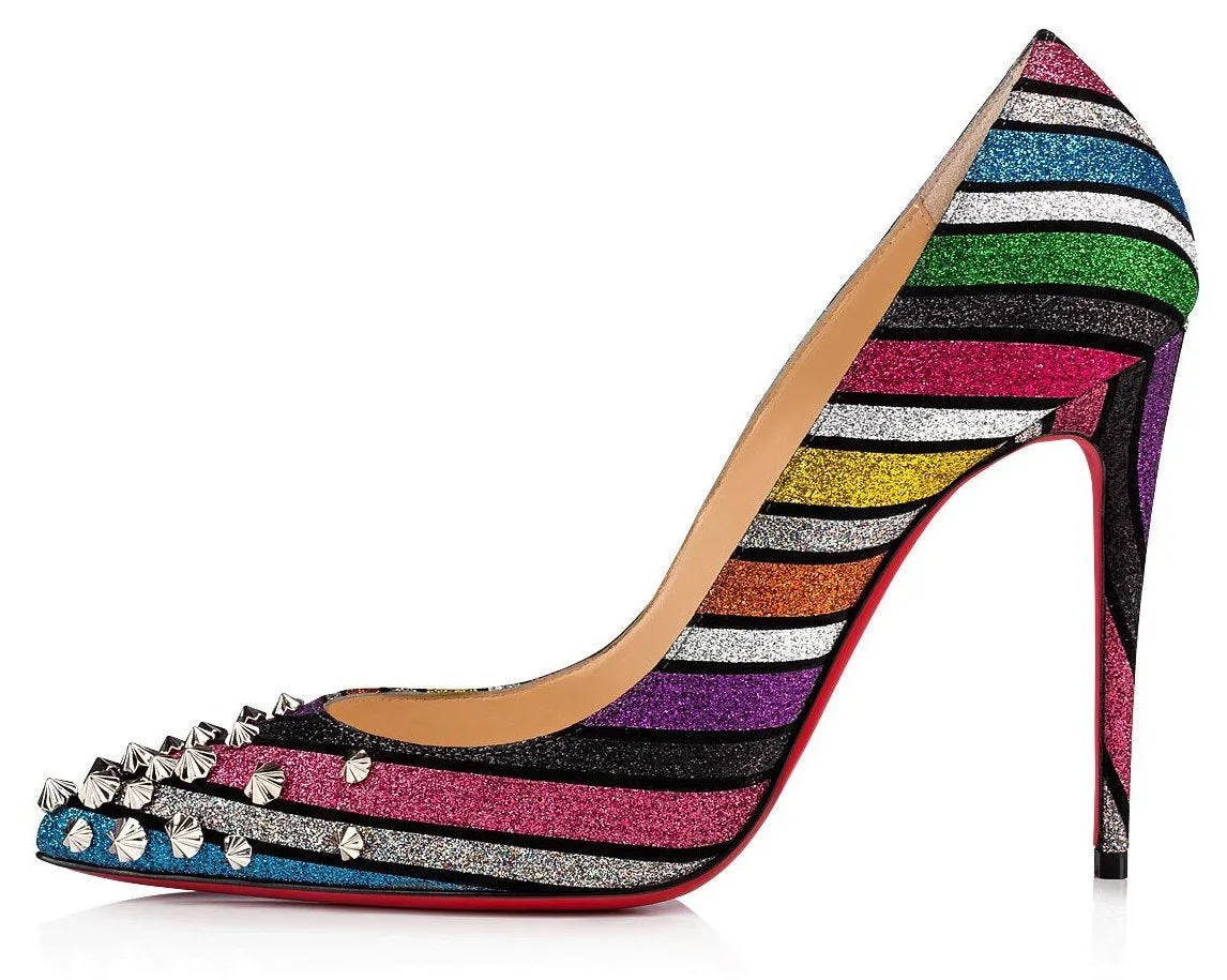 'Drama' 100 Pump Suede Stripy Glitter