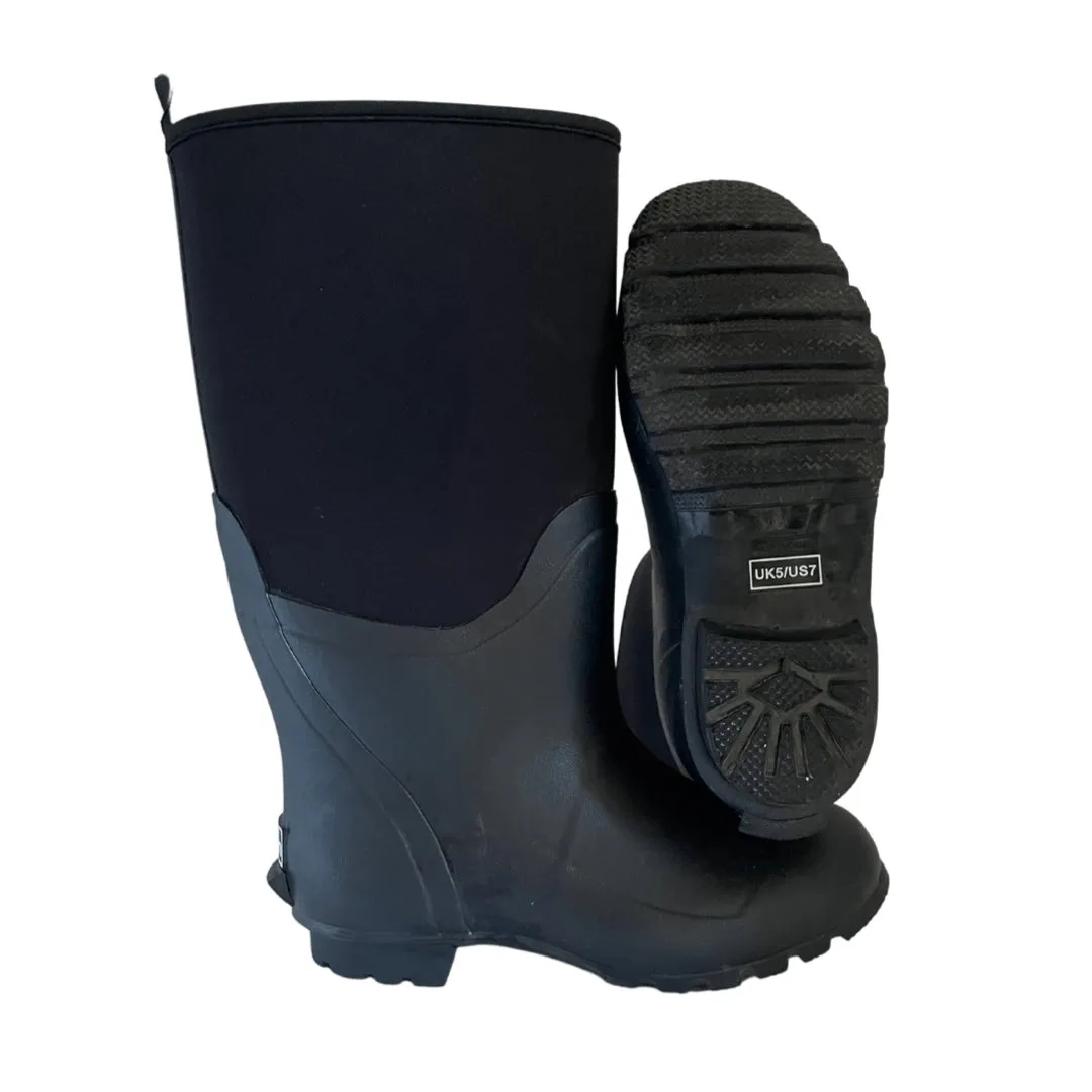 Extra Wide Calf Black Neoprene Wellies - Wide in Foot and Ankle - Fit 40-50cm Calf