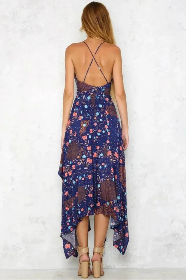 FLORAL HIGH-CUT MAXI DRESS