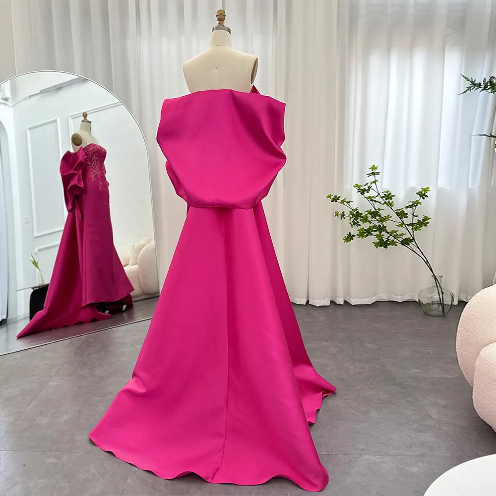 GINA Fuchsia Luxury Prom Dress with Cape Shawl