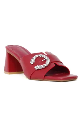 GLAMOUR BROOCH HEELS-WINE