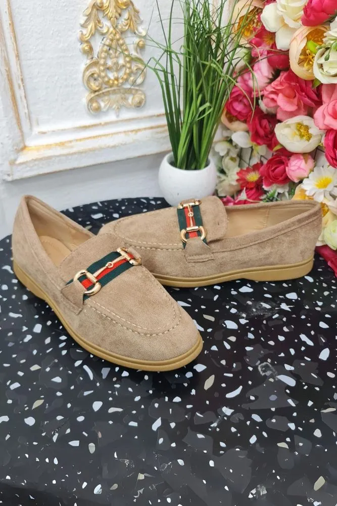 Gold Buckle Soft Round Toe Loafers