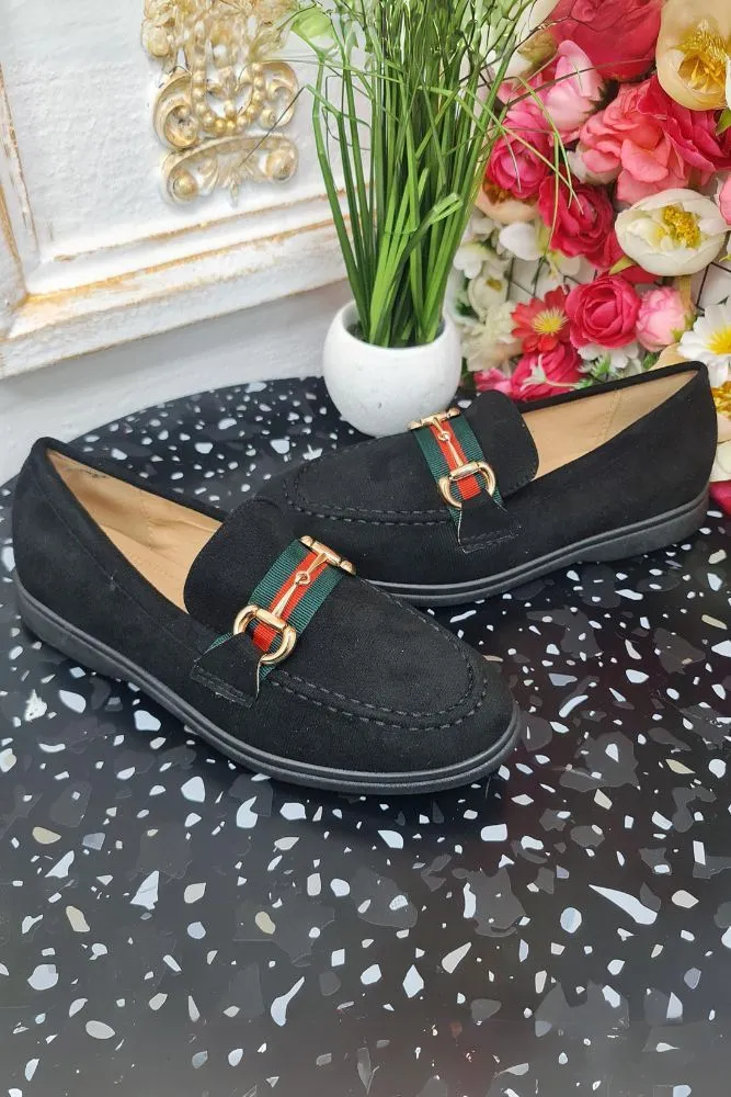 Gold Buckle Soft Round Toe Loafers